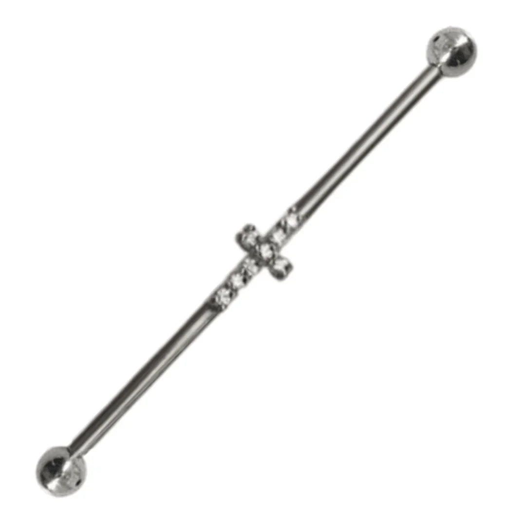Piercing Industrial croce con brillantini - GIOYAL PIERCING STORE