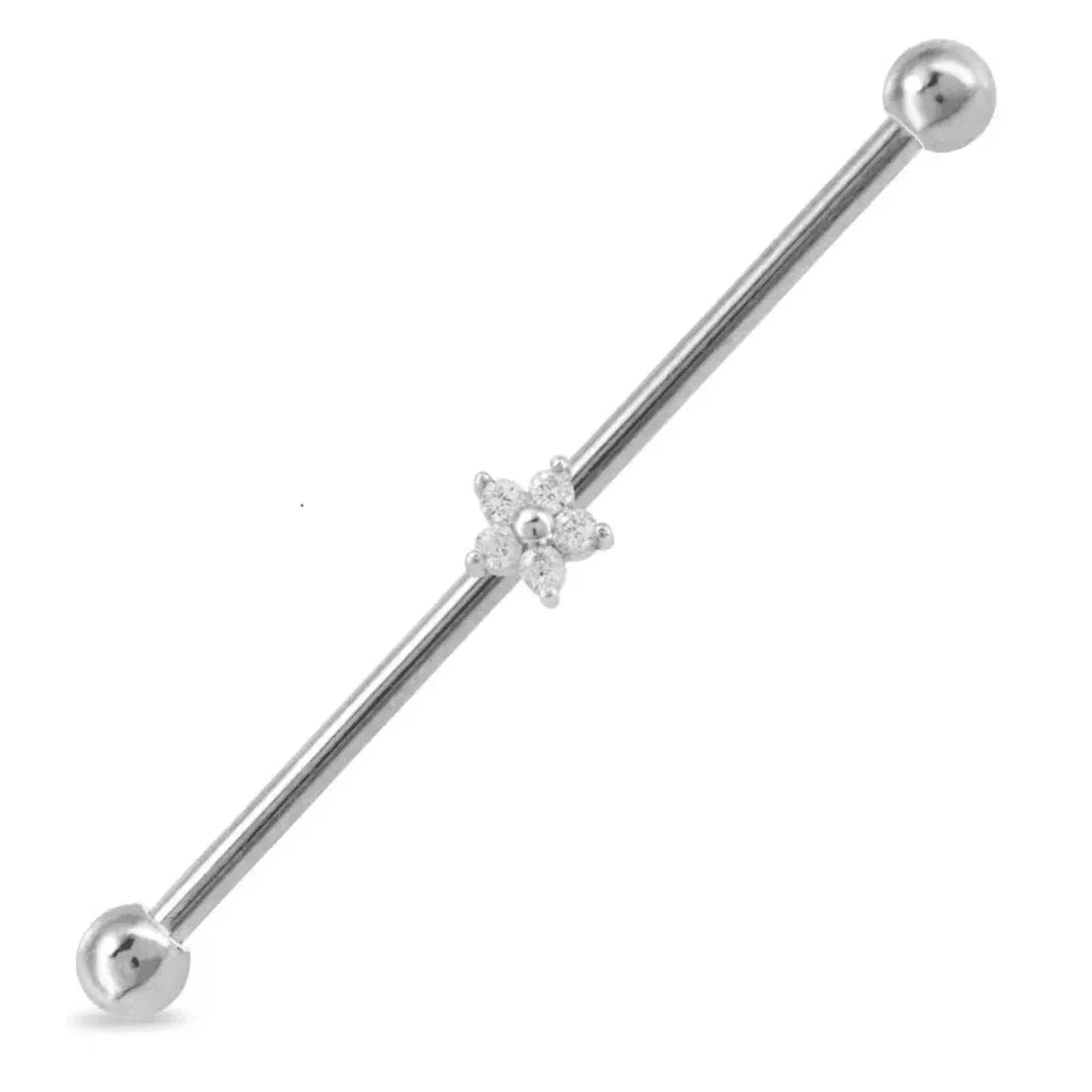 Piercing Industrial fiore con brillantini - GIOYAL PIERCING STORE