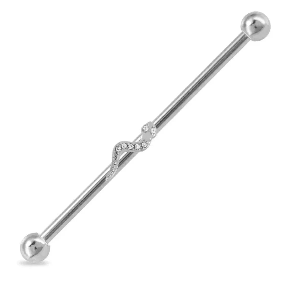 Piercing Industrial serpente con brillantini - GIOYAL PIERCING STORE