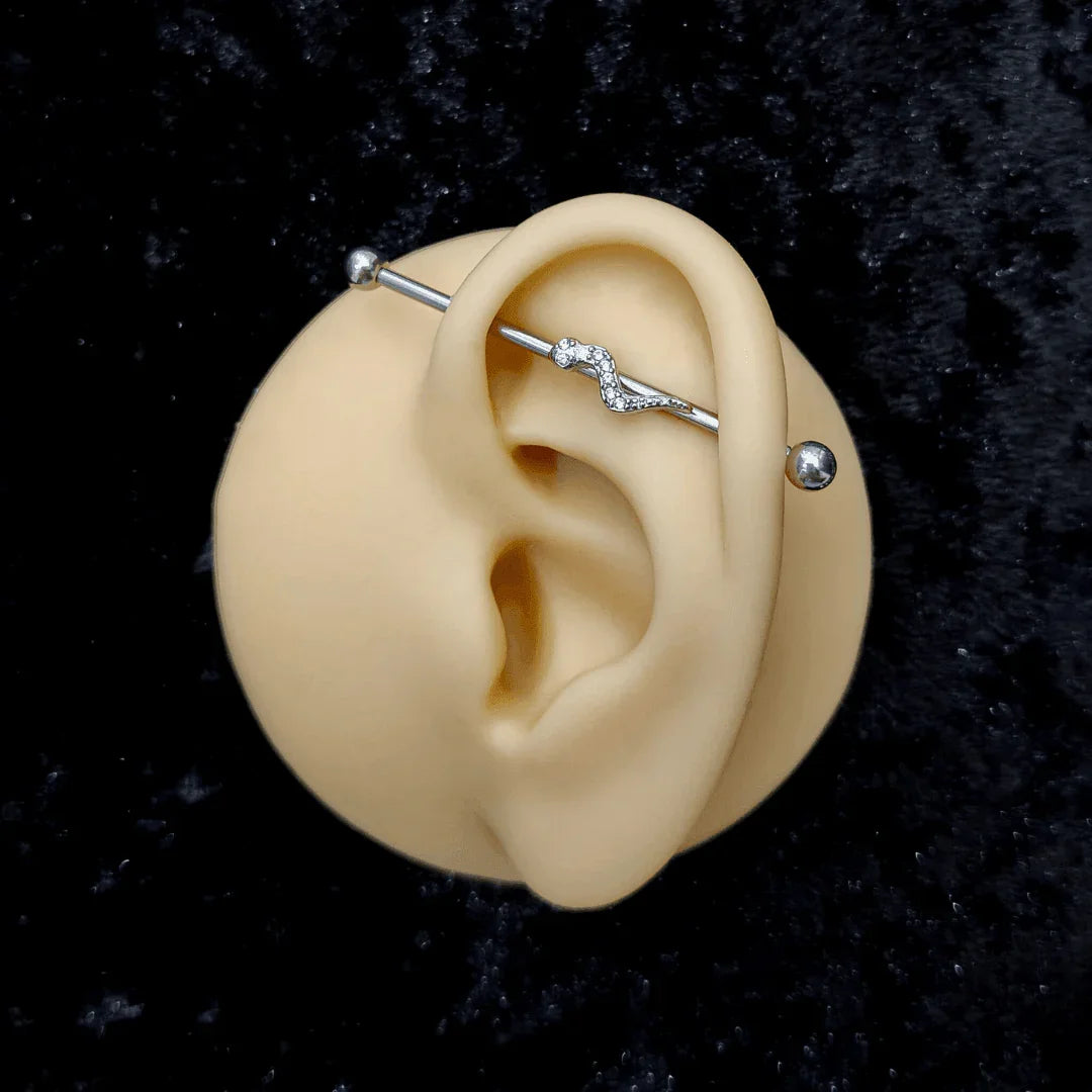 Piercing Industrial serpente con brillantini - GIOYAL PIERCING STORE