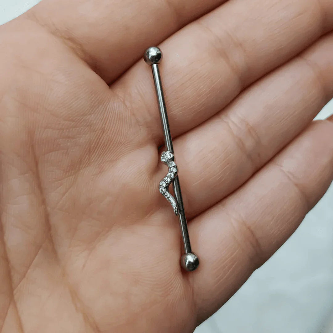 Piercing Industrial serpente con brillantini - GIOYAL PIERCING STORE