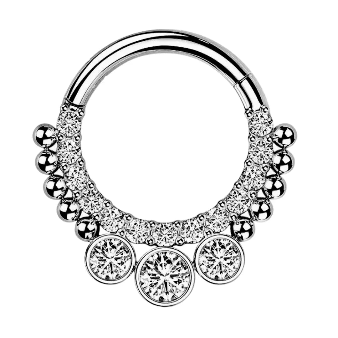 Anello a clicker con brillanti modello serenity - GIOYAL PIERCING STORE