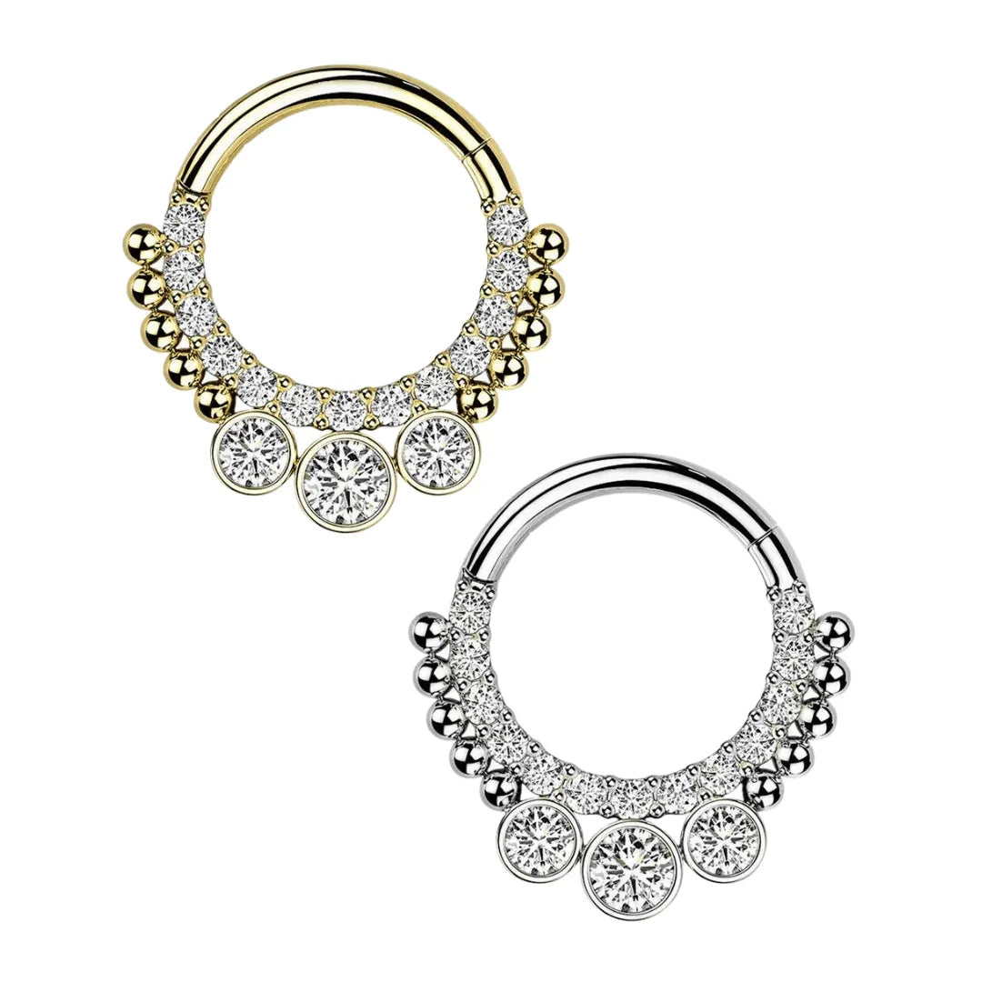 Anello a clicker con brillanti modello serenity - GIOYAL PIERCING STORE
