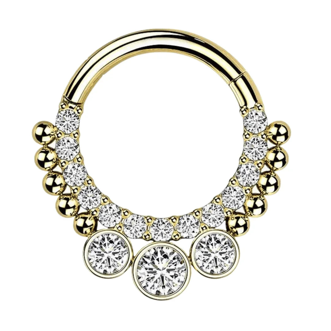 Anello a clicker con brillanti modello serenity - GIOYAL PIERCING STORE