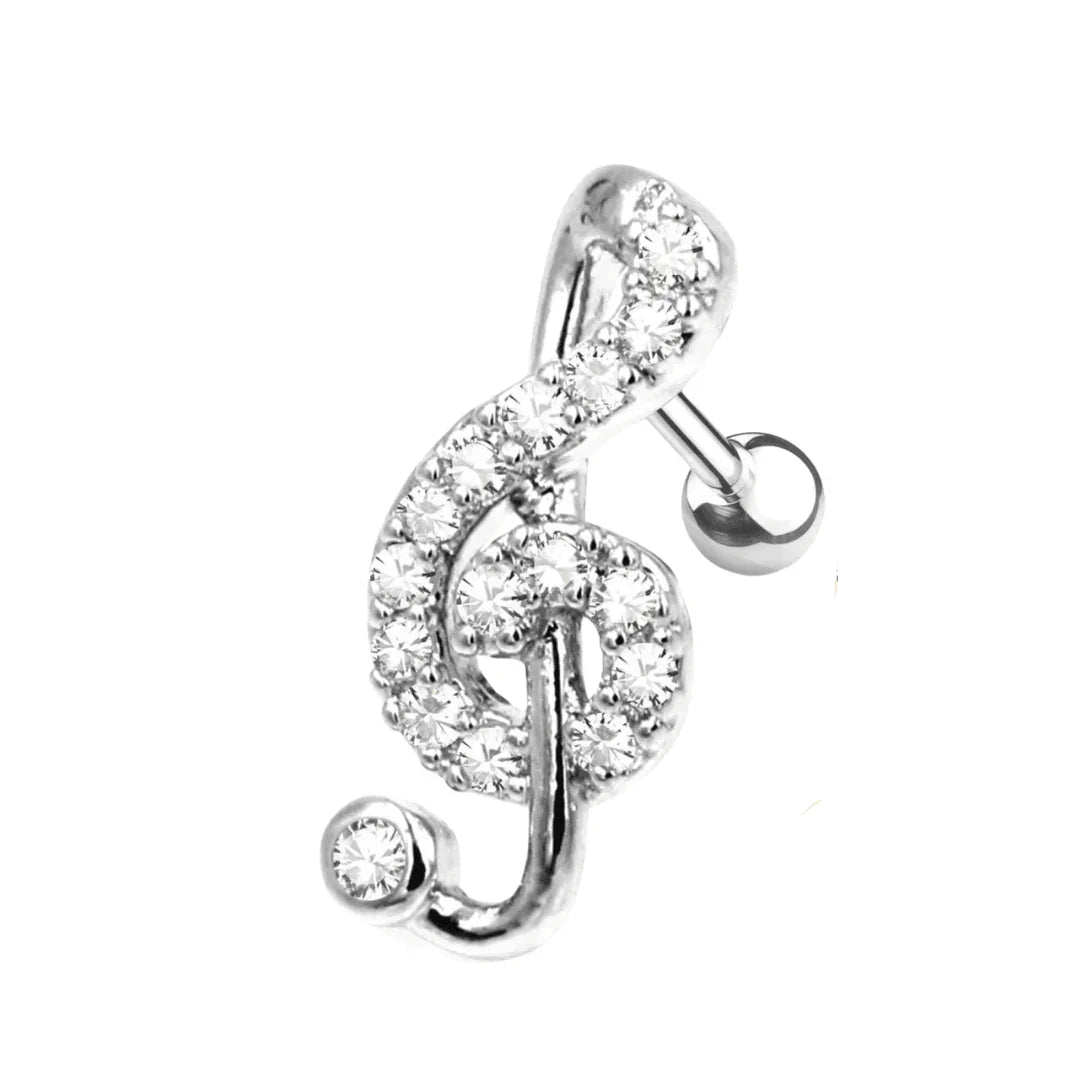Piercing helix chiave di violino con brillanti - GIOYAL PIERCING STORE