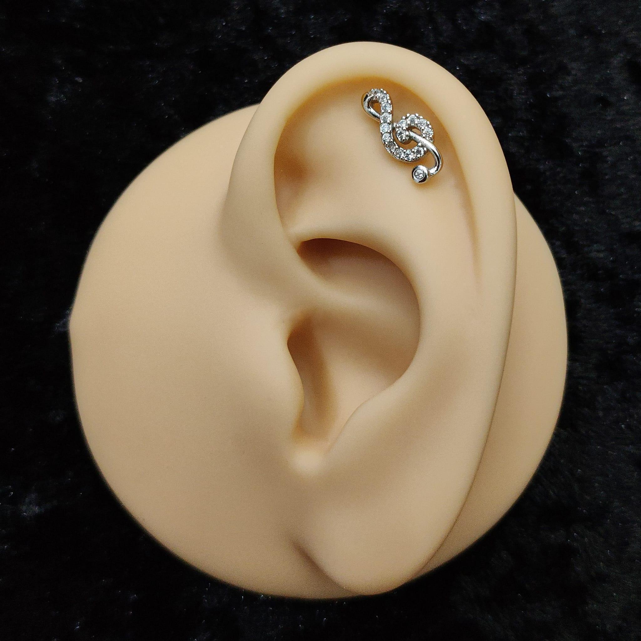 Piercing helix chiave di violino con brillanti - GIOYAL PIERCING STORE