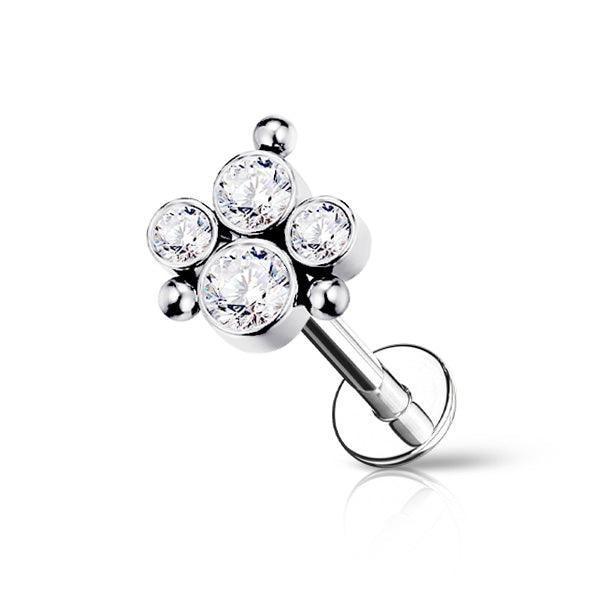 Piercing labret 4 brillanti - GIOYAL PIERCING STORE
