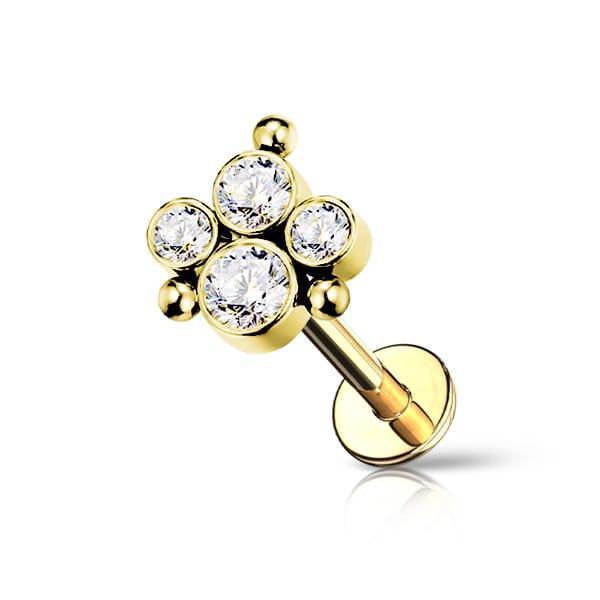 Piercing labret 4 brillanti - GIOYAL PIERCING STORE