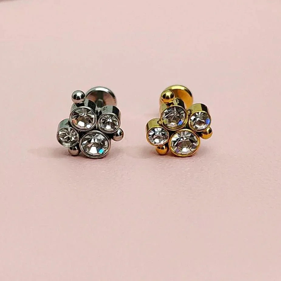 Piercing labret 4 brillanti - GIOYAL PIERCING STORE