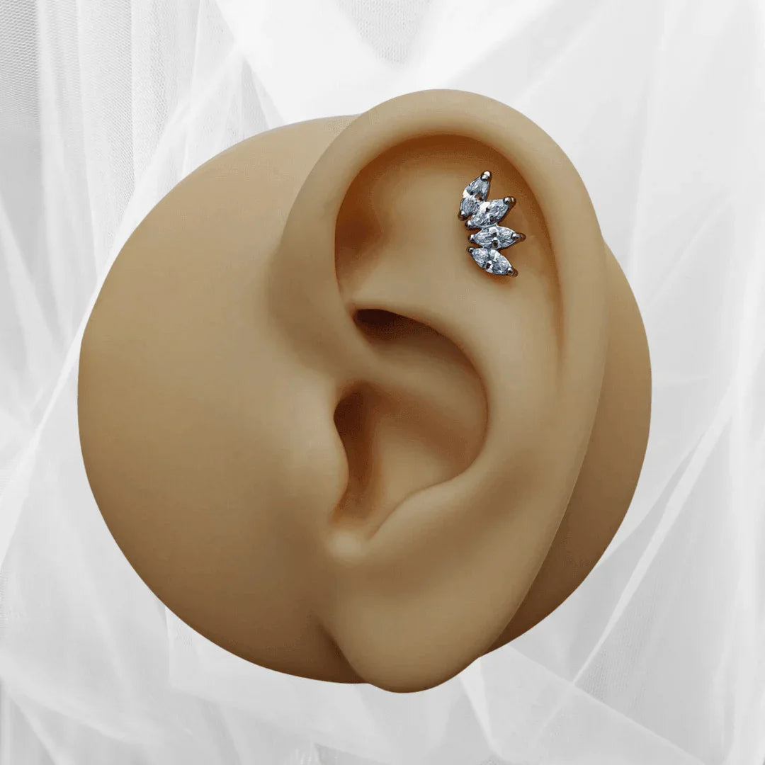 Piercing labret con 4 brillanti in serie - GIOYAL PIERCING STORE