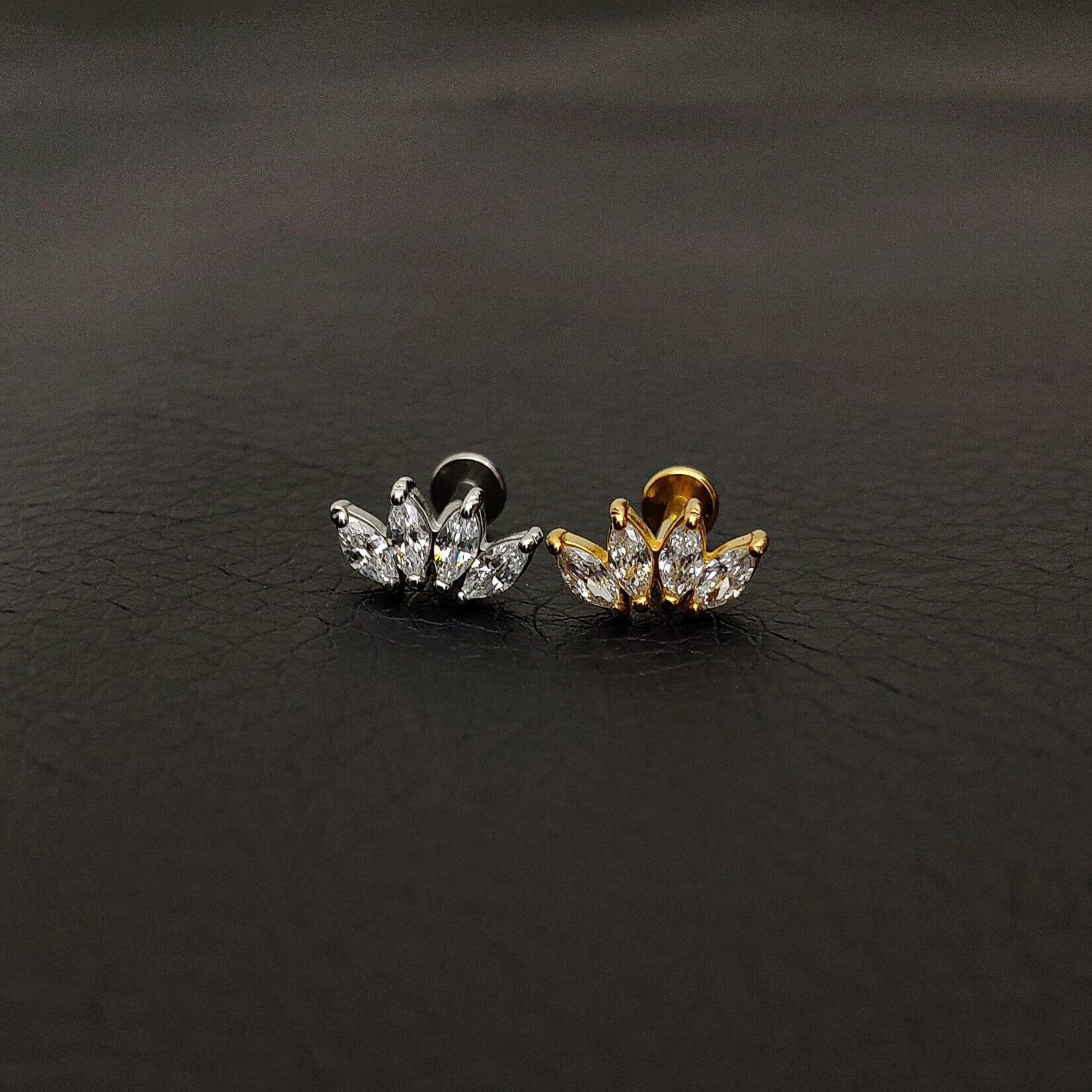 Piercing labret con 4 brillanti in serie - GIOYAL PIERCING STORE