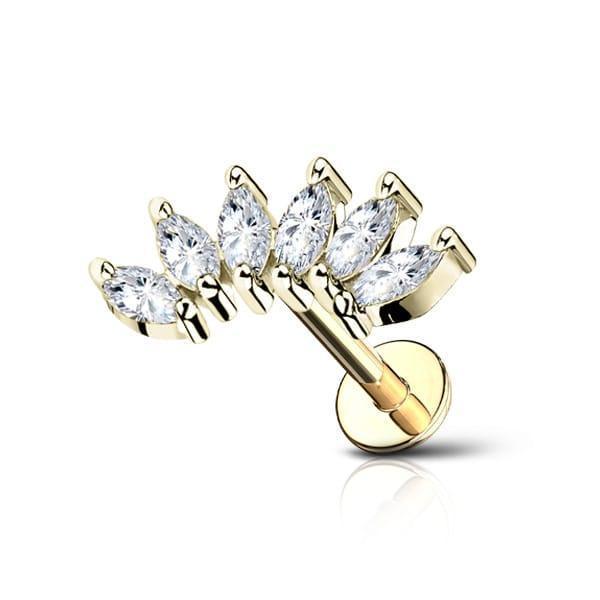 Piercing labret con 6 brillanti a goccia - GIOYAL PIERCING STORE