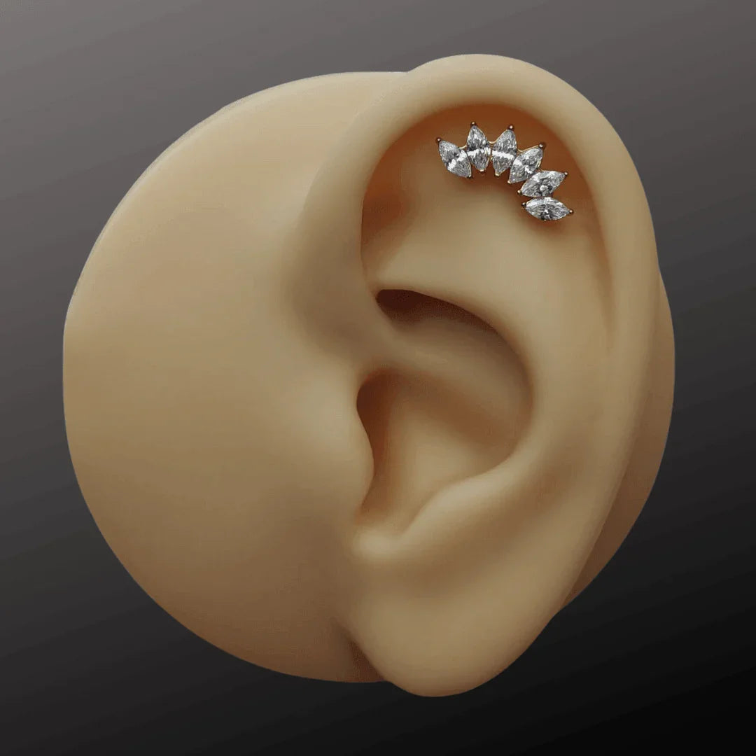 Piercing labret con 6 brillanti a goccia - GIOYAL PIERCING STORE