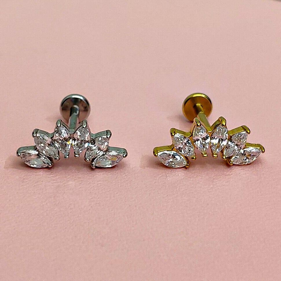 Piercing labret con 6 brillanti a goccia - GIOYAL PIERCING STORE