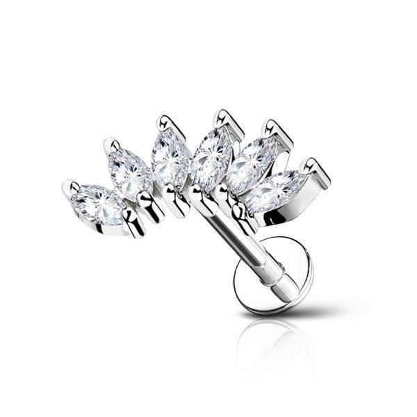 Piercing labret con 6 brillanti a goccia - GIOYAL PIERCING STORE