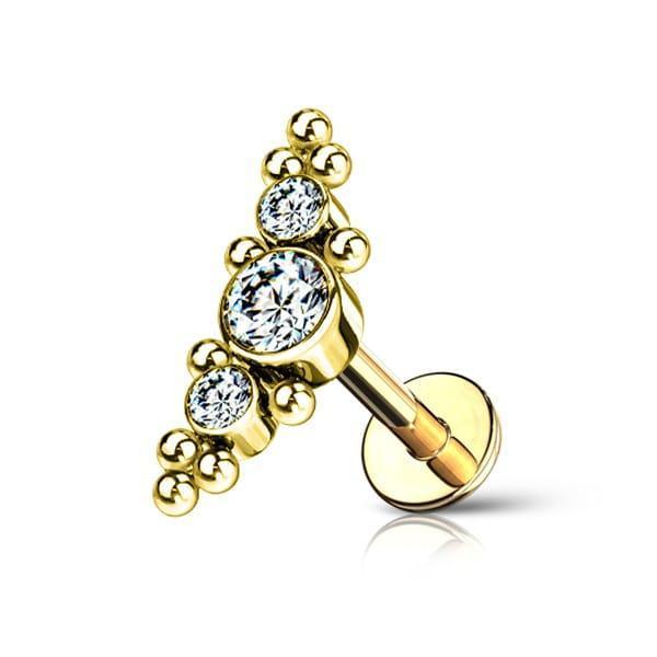 Piercing labret con brillanti e sfere - GIOYAL PIERCING STORE