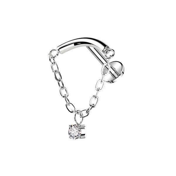 Piercing labret con catena e brillante - GIOYAL PIERCING STORE