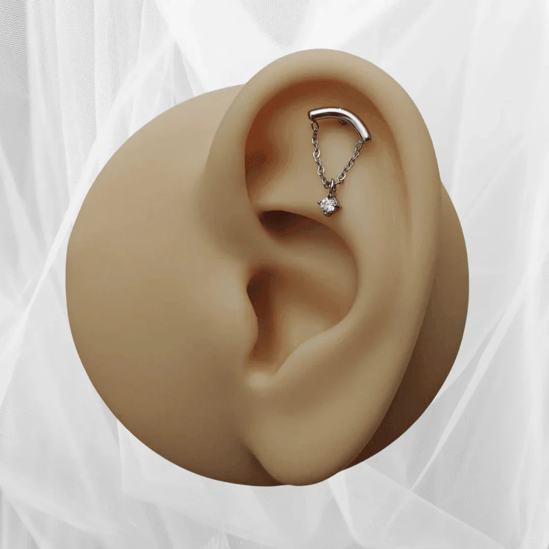 Piercing labret con catena e brillante - GIOYAL PIERCING STORE