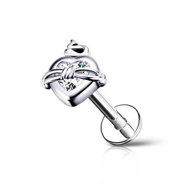 Piercing labret con cuore sacro - GIOYAL PIERCING STORE