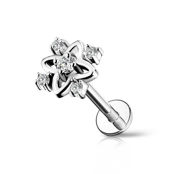 Piercing labret con design 5 brillanti - GIOYAL PIERCING STORE