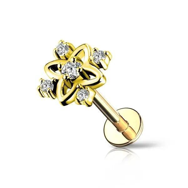 Piercing labret con design 5 brillanti - GIOYAL PIERCING STORE