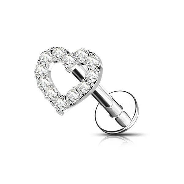 Piercing labret con design a cuore - GIOYAL PIERCING STORE