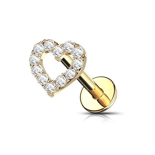 Piercing labret con design a cuore - GIOYAL PIERCING STORE