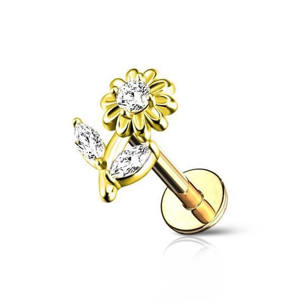 Piercing labret con design a fiore - GIOYAL PIERCING STORE