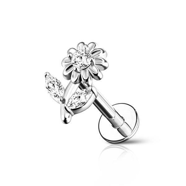 Piercing labret con design a fiore - GIOYAL PIERCING STORE