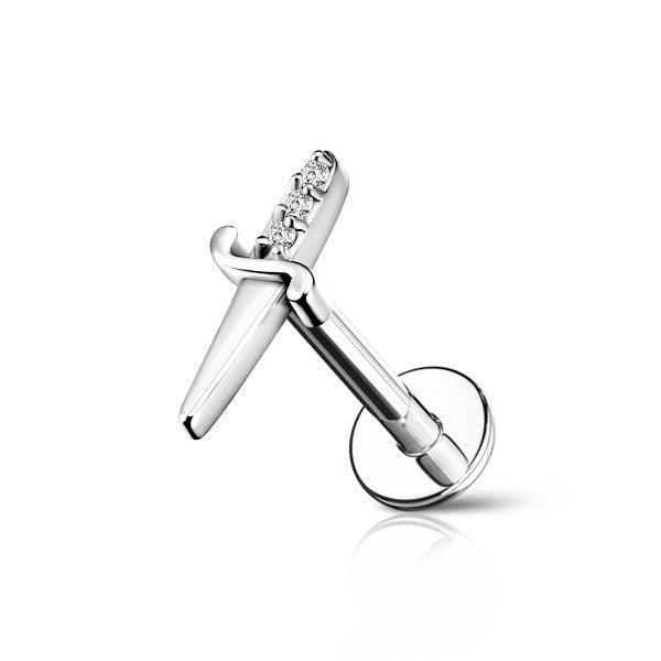 Piercing labret con design con pugnale - GIOYAL PIERCING STORE