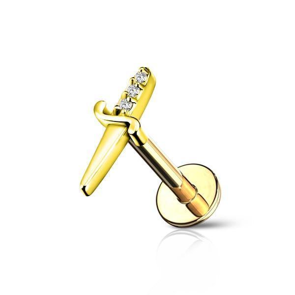 Piercing labret con design con pugnale - GIOYAL PIERCING STORE