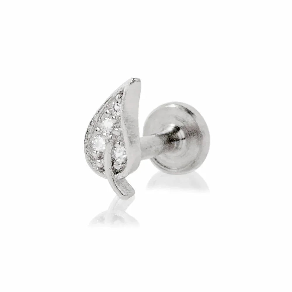 Piercing labret con design fogliolina - GIOYAL PIERCING STORE