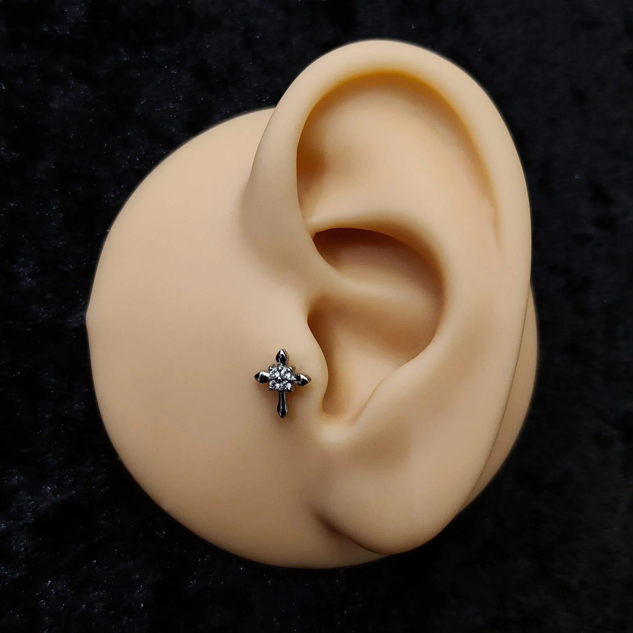 Piercing labret croce con brillanti - GIOYAL PIERCING STORE