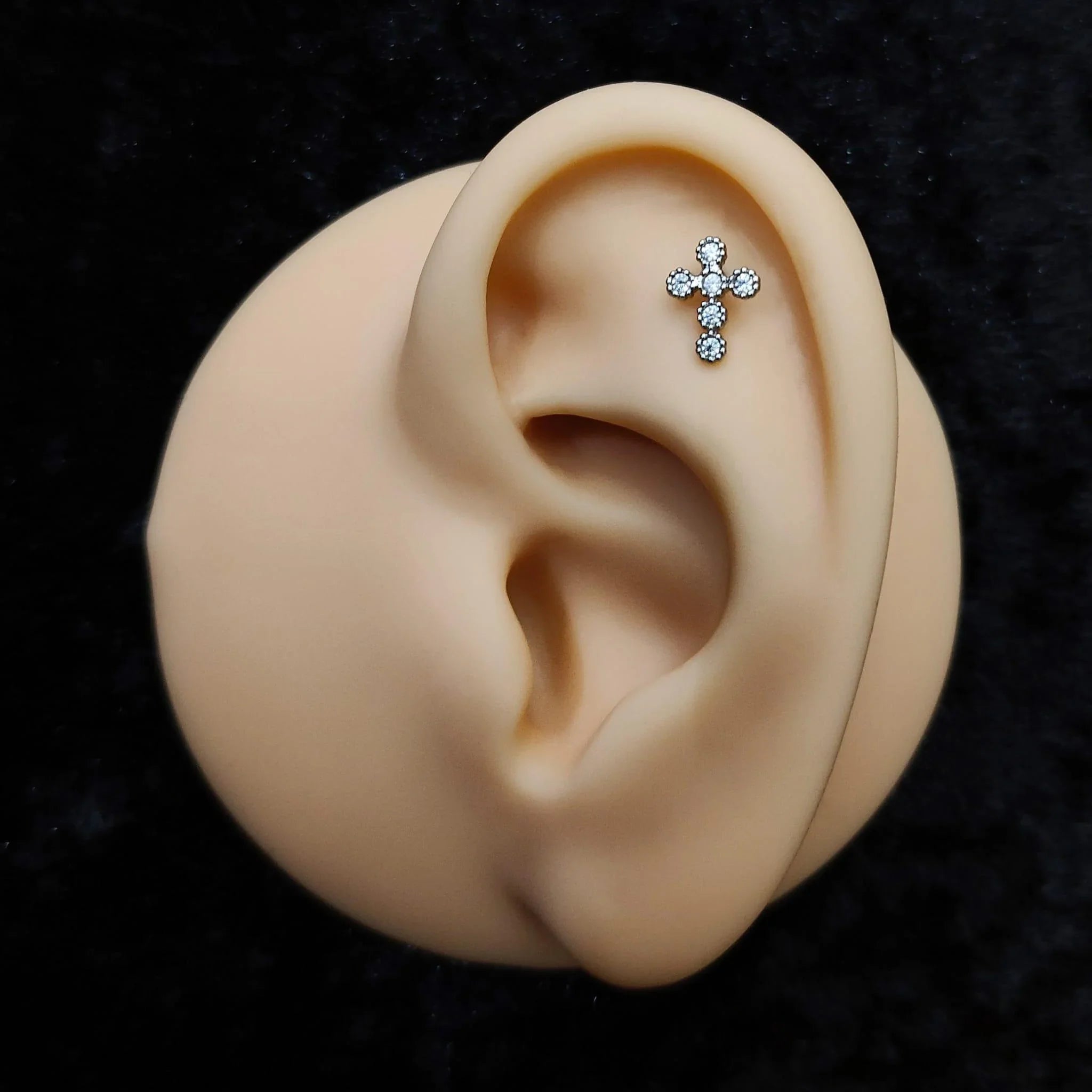 Piercing labret croce con brillanti - GIOYAL PIERCING STORE