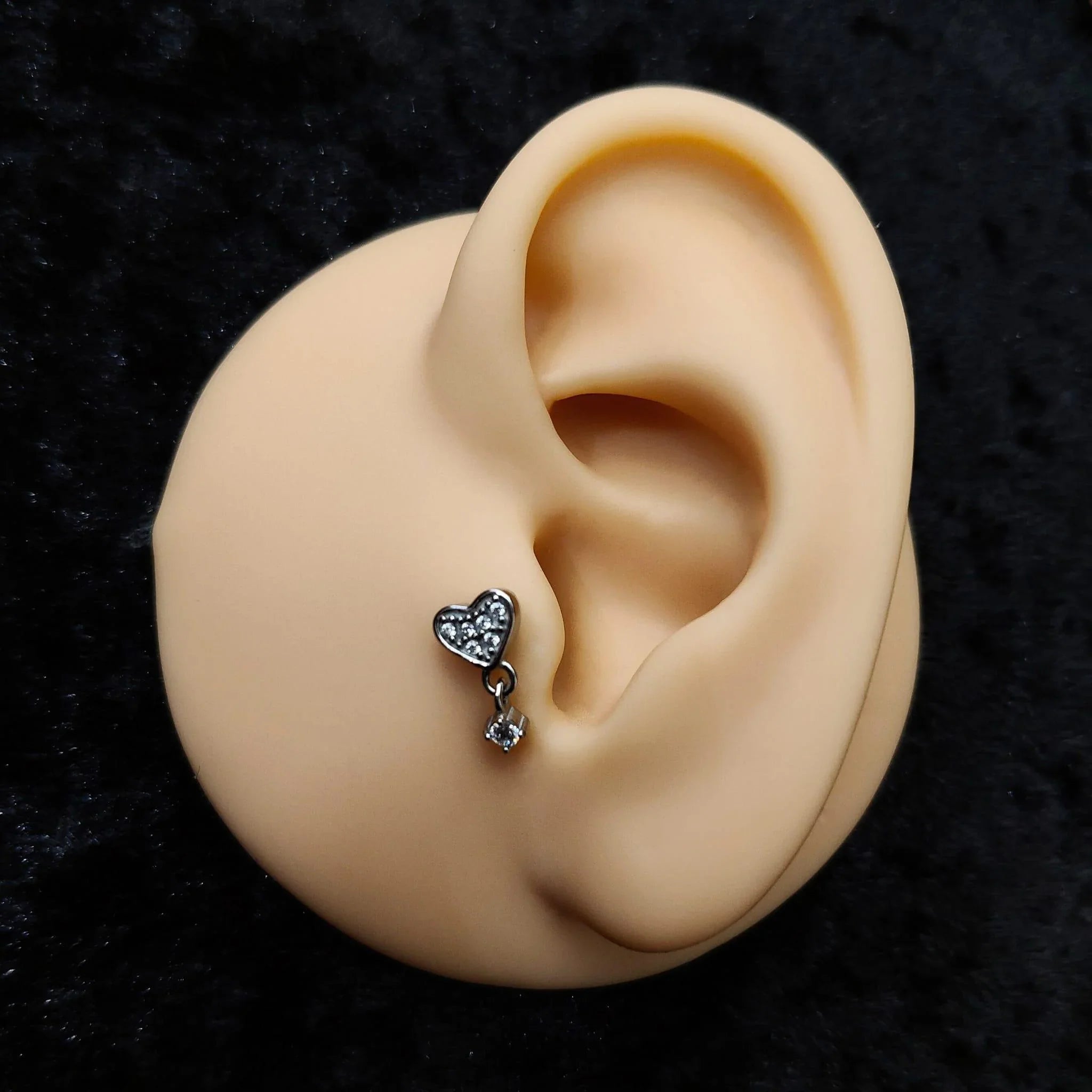 Piercing labret cuore con pendolo brillante - GIOYAL PIERCING STORE