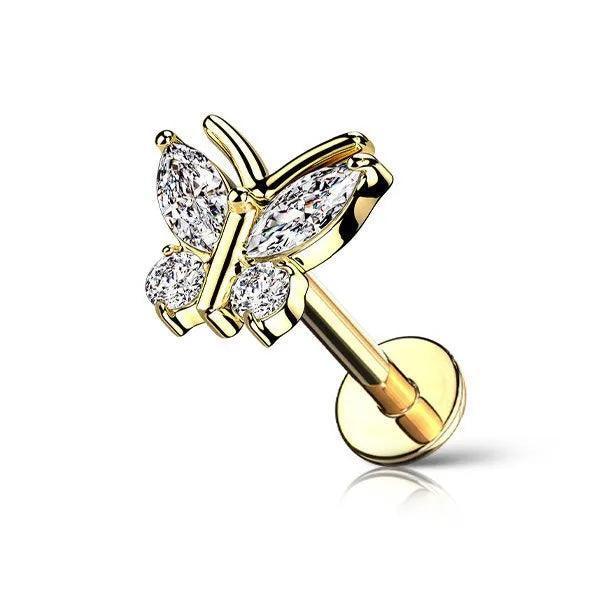 Piercing labret farfalla - GIOYAL PIERCING STORE