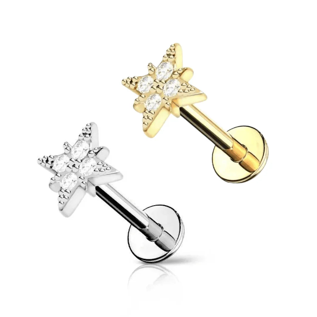 Piercing labret rosa dei venti - GIOYAL PIERCING STORE