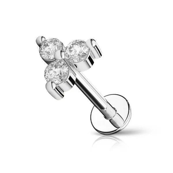 Piercing labret tris di brllanti - GIOYAL PIERCING STORE