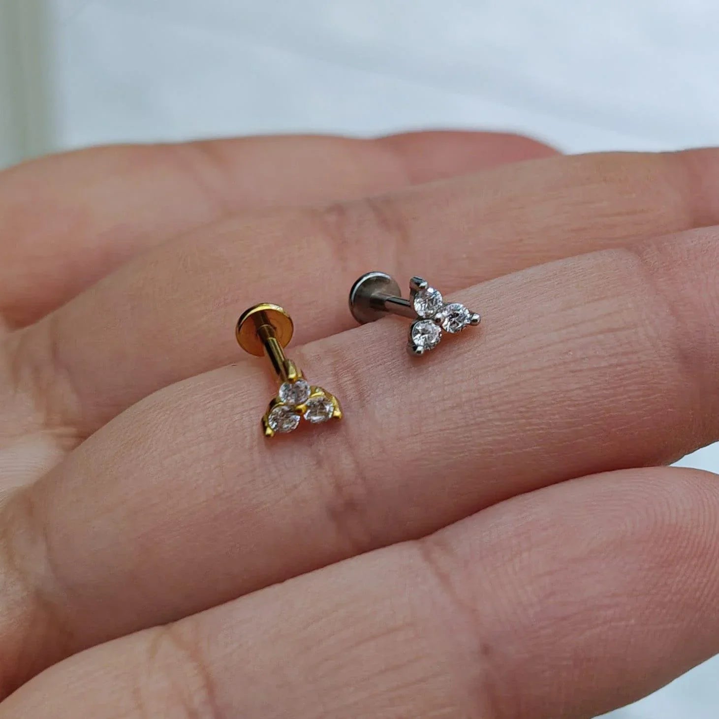 Piercing labret tris di brllanti - GIOYAL PIERCING STORE