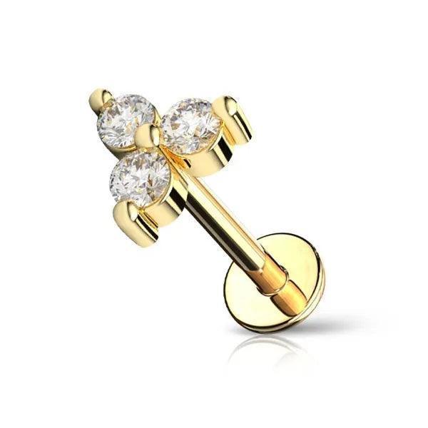 Piercing labret tris di brllanti - GIOYAL PIERCING STORE