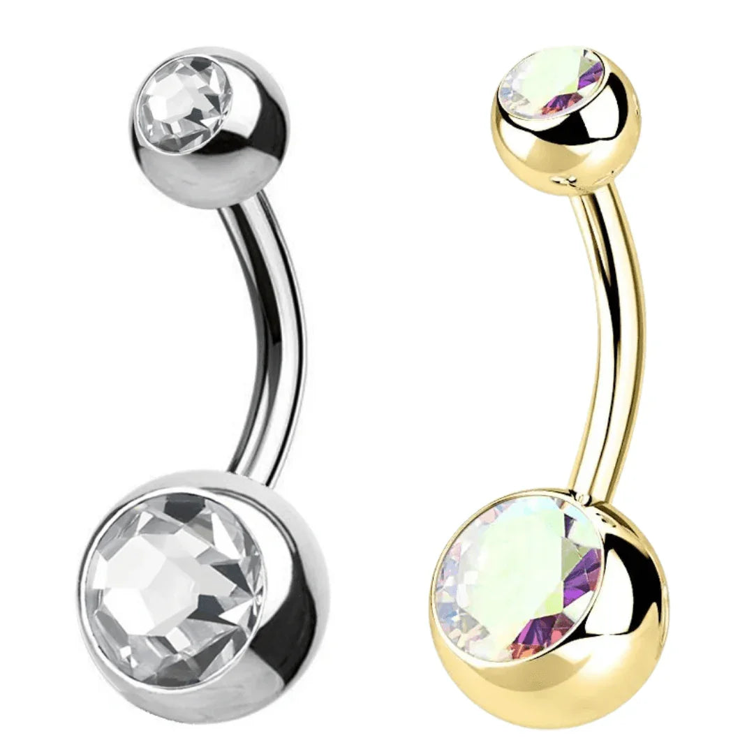 Piercing ombelico classico con brillanti - GIOYAL PIERCING STORE