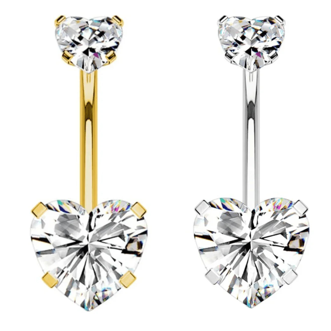 Piercing ombelico con brillanti a cuore - GIOYAL PIERCING STORE