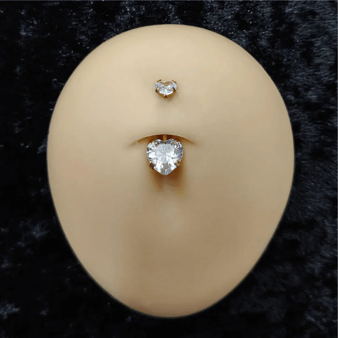 Piercing ombelico con brillanti a cuore - GIOYAL PIERCING STORE