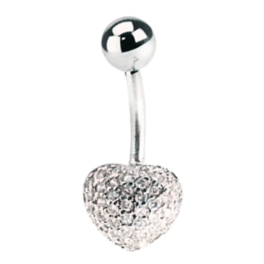 Piercing ombelico cuore con brillantini - GIOYAL PIERCING STORE