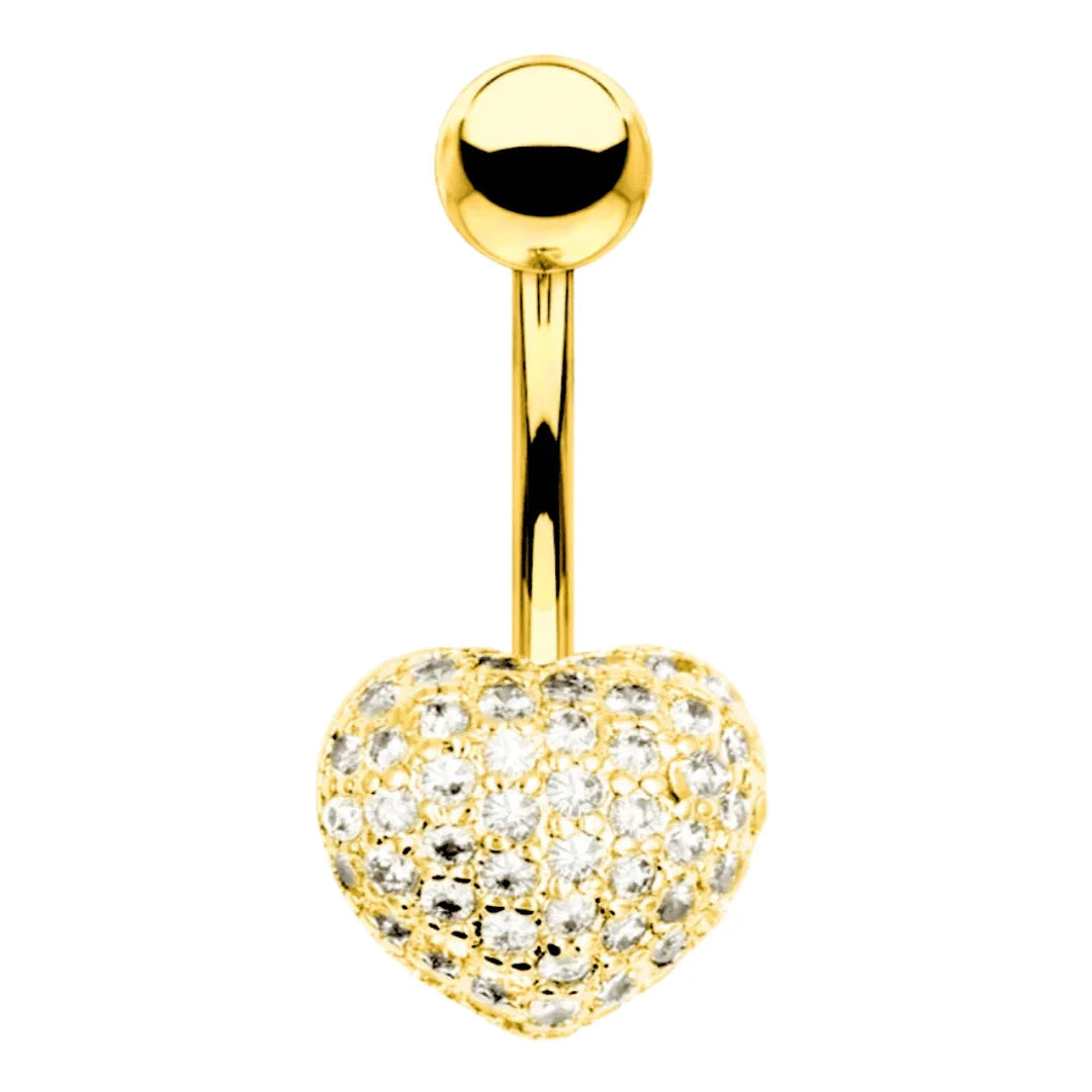 Piercing ombelico cuore con brillantini - GIOYAL PIERCING STORE