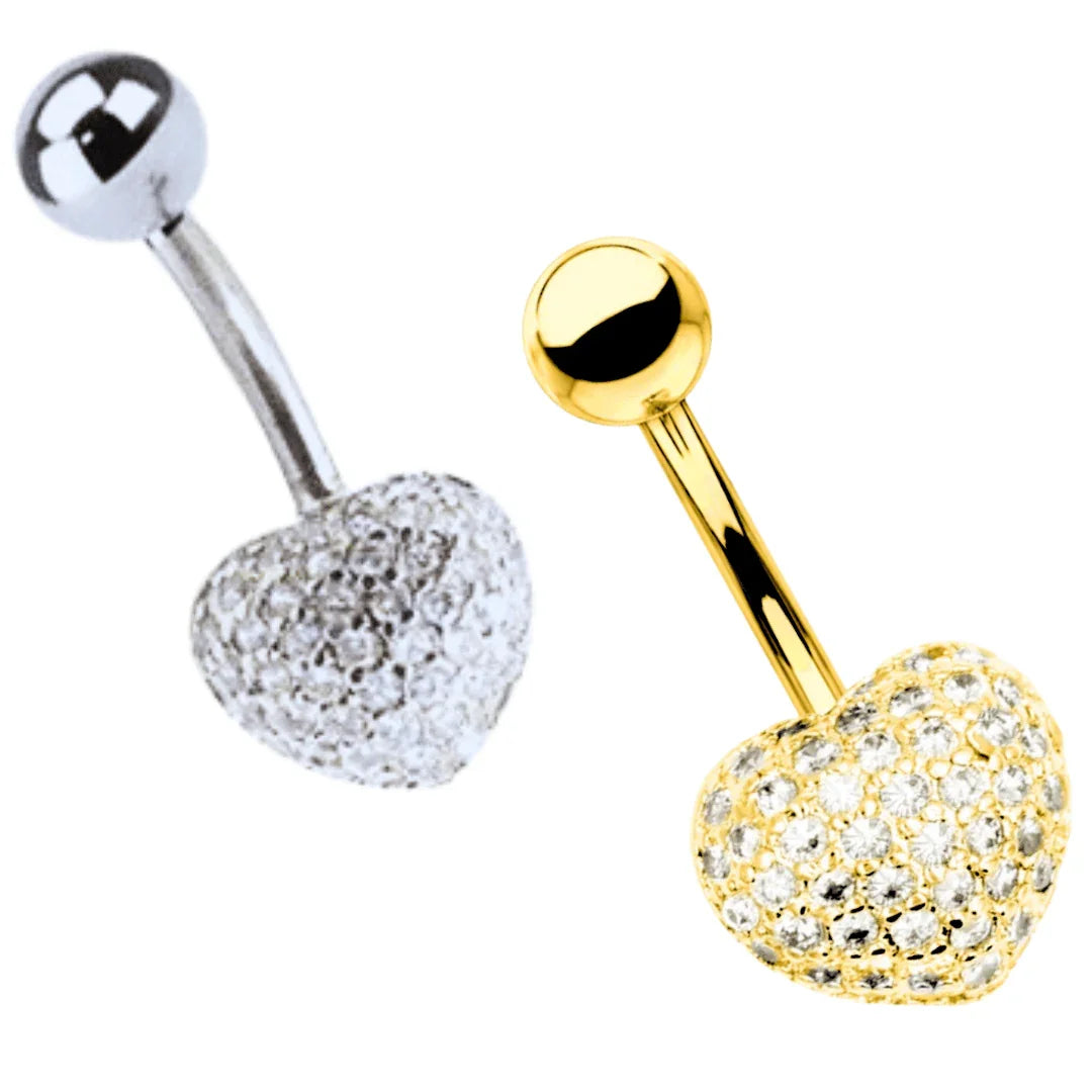 Piercing ombelico cuore con brillantini - GIOYAL PIERCING STORE