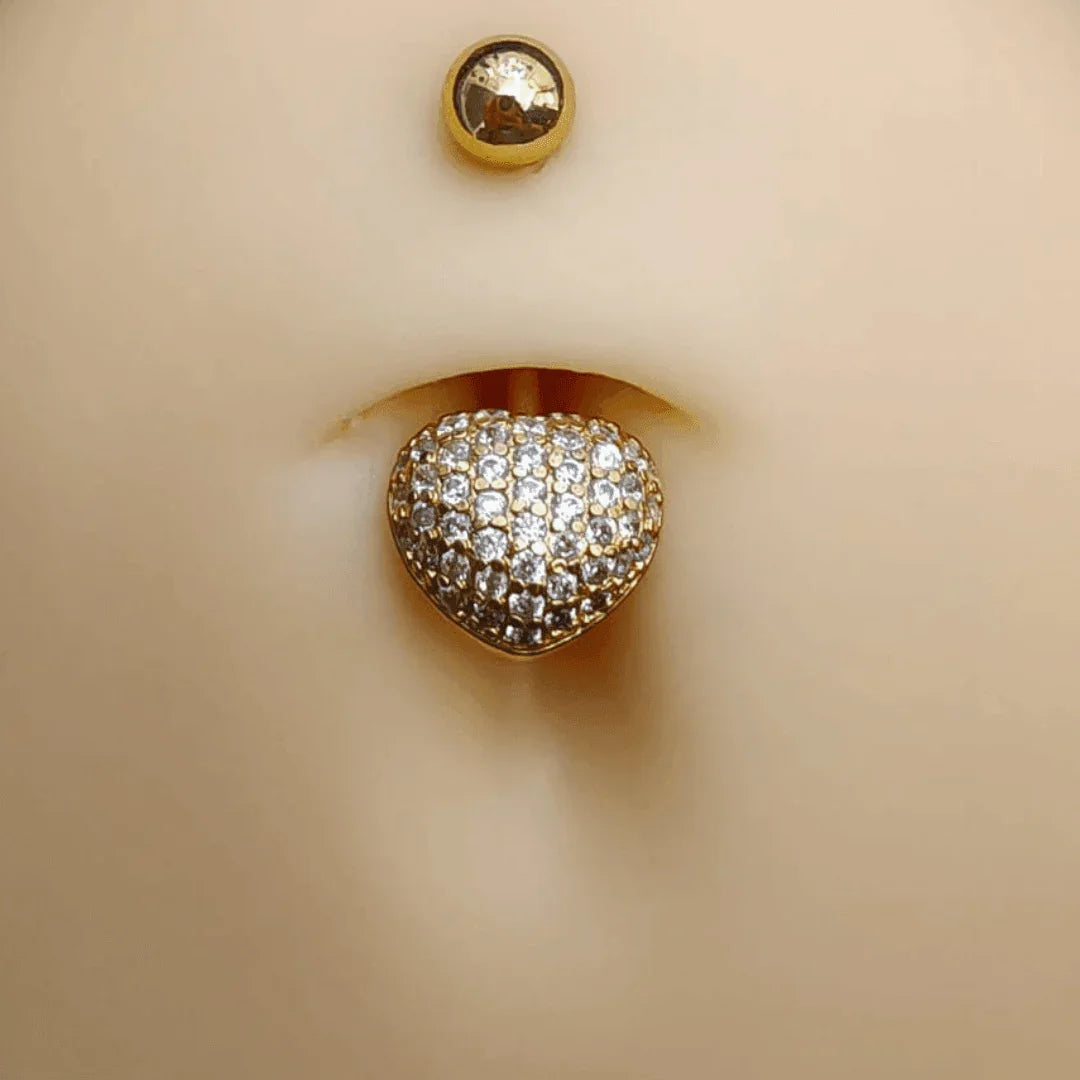 Piercing ombelico cuore con brillantini - GIOYAL PIERCING STORE