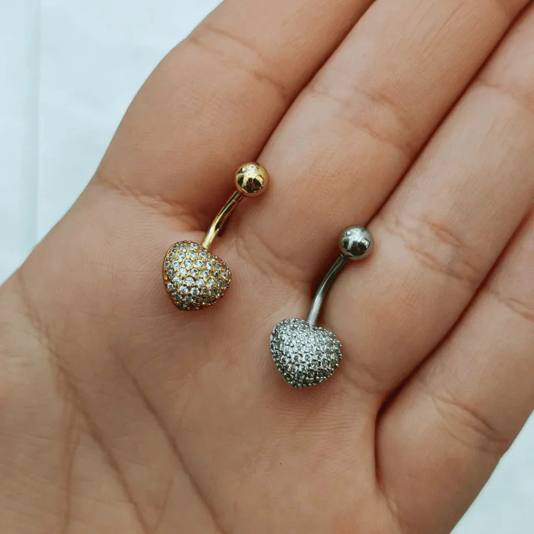 Piercing ombelico cuore con brillantini - GIOYAL PIERCING STORE