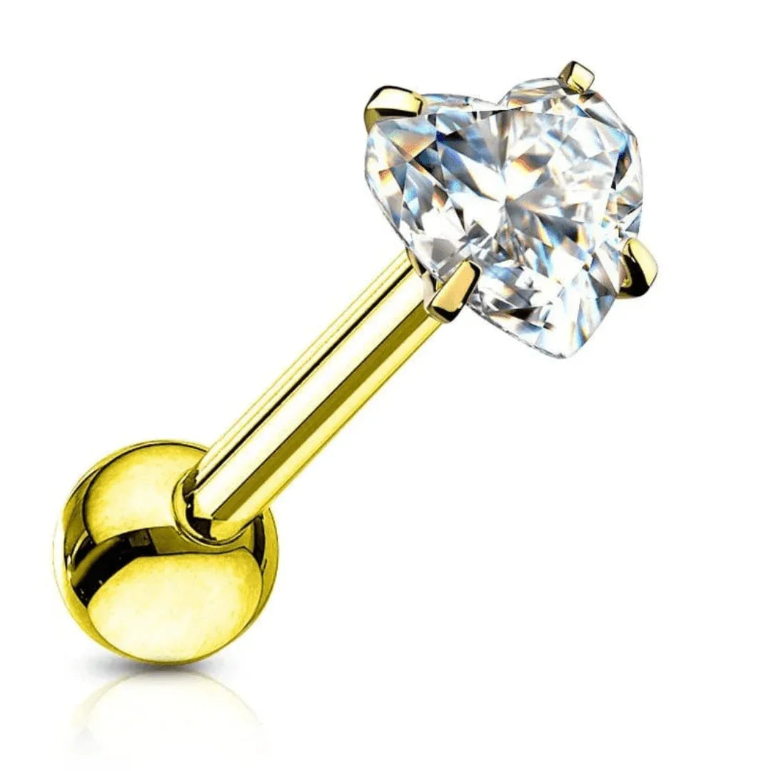 Piercing per lingua con brillante superiore a cuore - GIOYAL PIERCING STORE