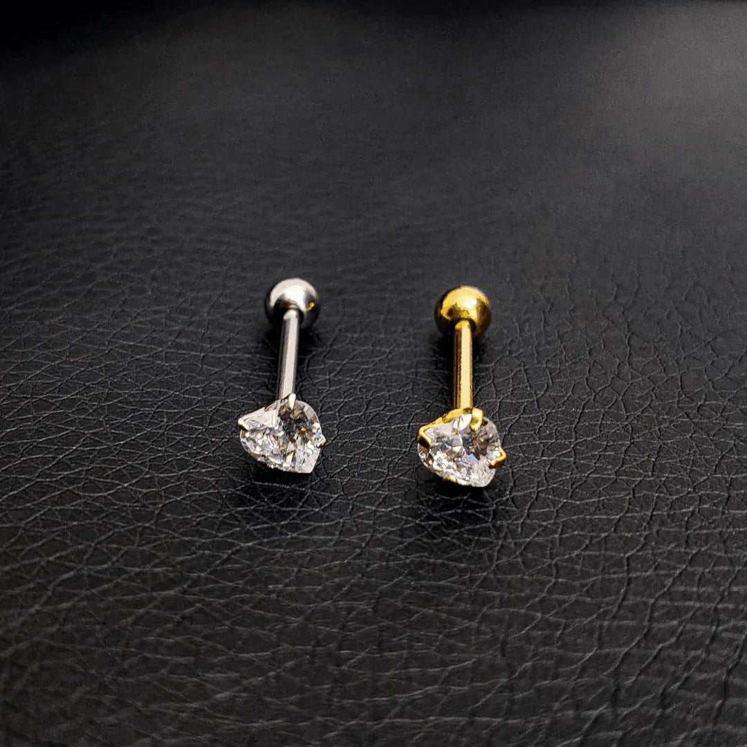 Piercing per lingua con brillante superiore a cuore - GIOYAL PIERCING STORE